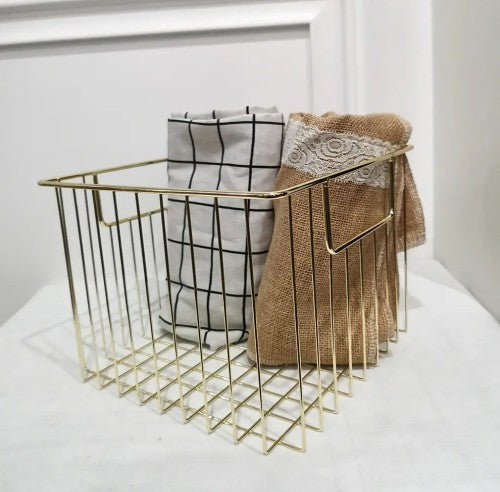 Metal Square Basket 18.5x24cm - Gold