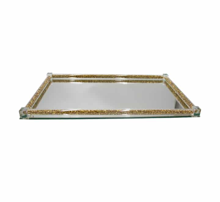 Mirrored Glass Tray Gold Boarder