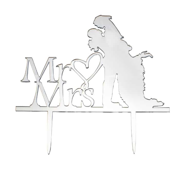 Mr & Mrs Wedding Cake Topper - Silver