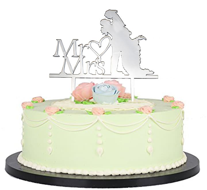 Mr & Mrs Wedding Cake Topper - Silver