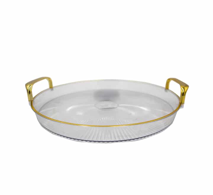 Plastic Serving Tray Gold Handles 37cm