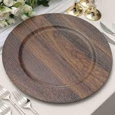 Plastic Underplate Wooden Finish 33cm