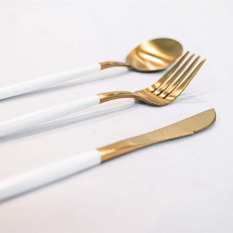 Stylish Portugal Cutlery Set 3 Piece - White & Gold