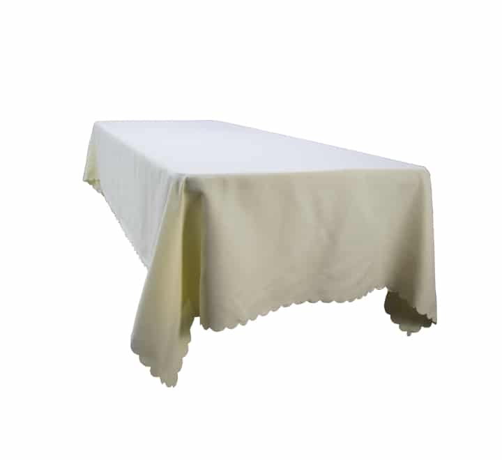 Rectangular Plain Table Cloth with Scalloped Edge