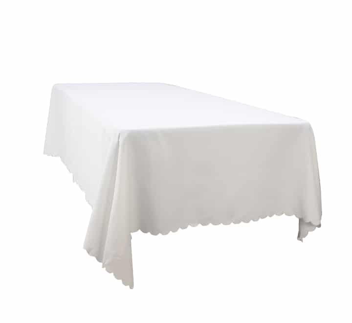 Rectangular Plain Table Cloth with Scalloped Edge