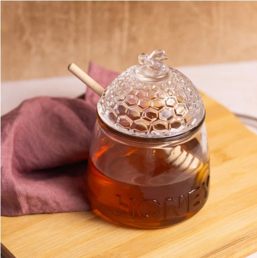 Regent Glass Honey Dispenser with Lid & Dripper - 590ml