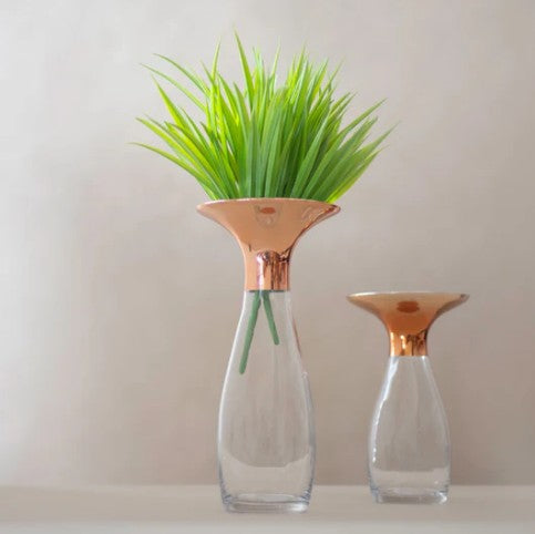 Rose Gold Top Glass Vase - 40X18cm