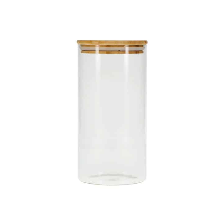 Round Glass Jar with Bamboo Lid - 10x20cm