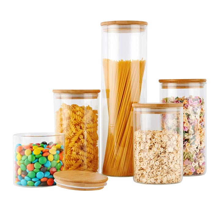 Round Glass Jar with Bamboo Lid - 10x20cm