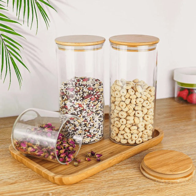 Round Glass Jar with Bamboo Lid - 20cm
