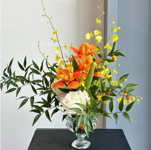 Round Glass Vase - Beaded Design