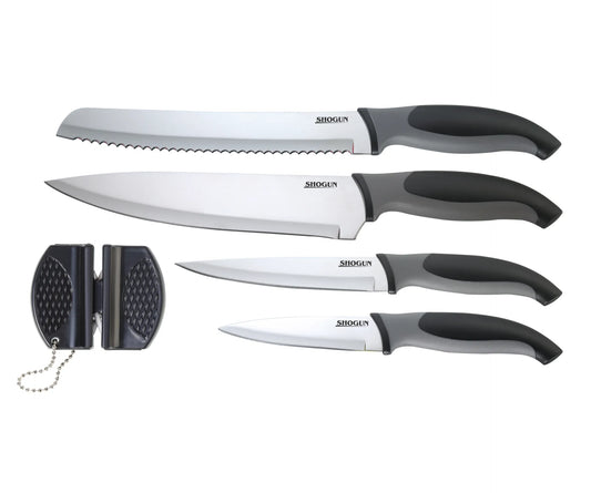 Shogun 5pc kitchen knife and sharpener set