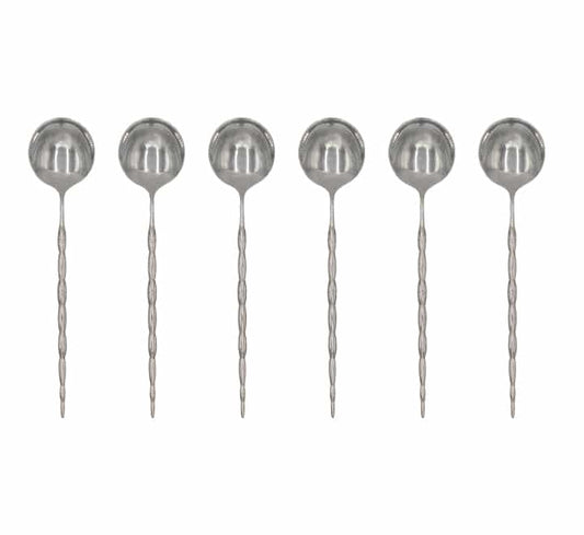 Silver Table Spoons 6 Piece Round with Sculpted Bubble Handles