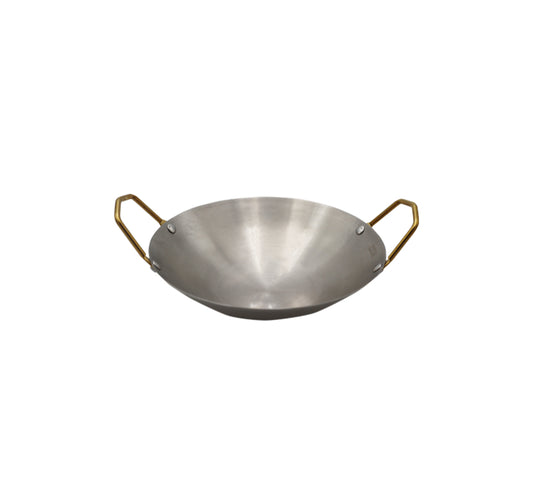 Silver Wok with Gold Handles