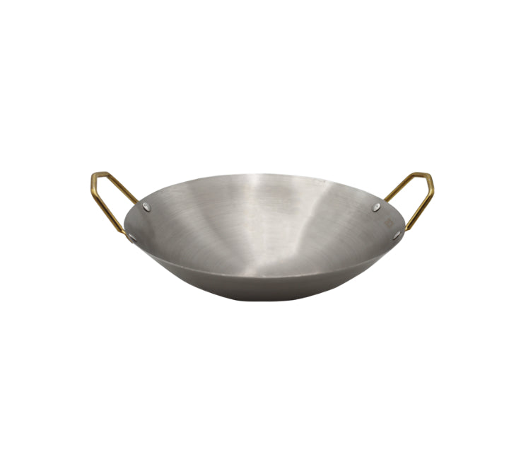 Silver Wok with Gold Handles