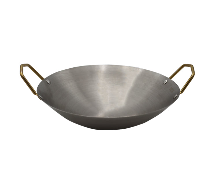 Silver Wok with Gold Handles