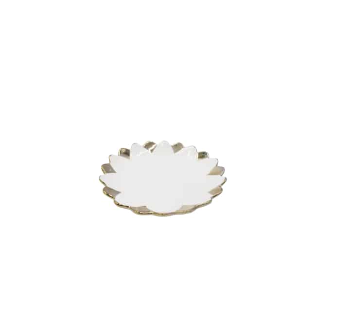 Snack Serving Plate White & Gold 15cm