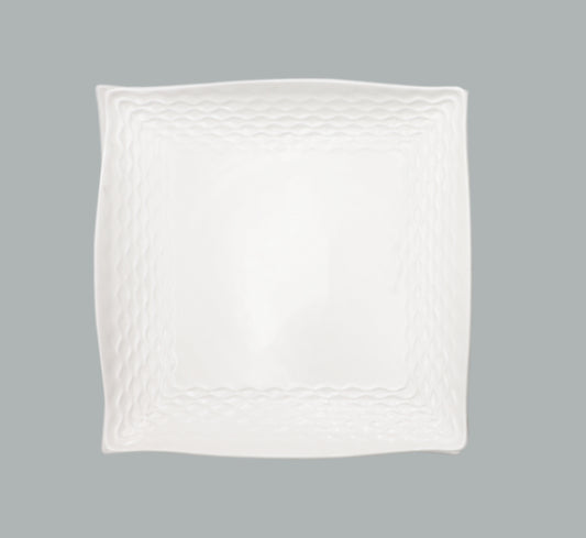 Square Dinner Plate with Patterned Edge - 26x26cm