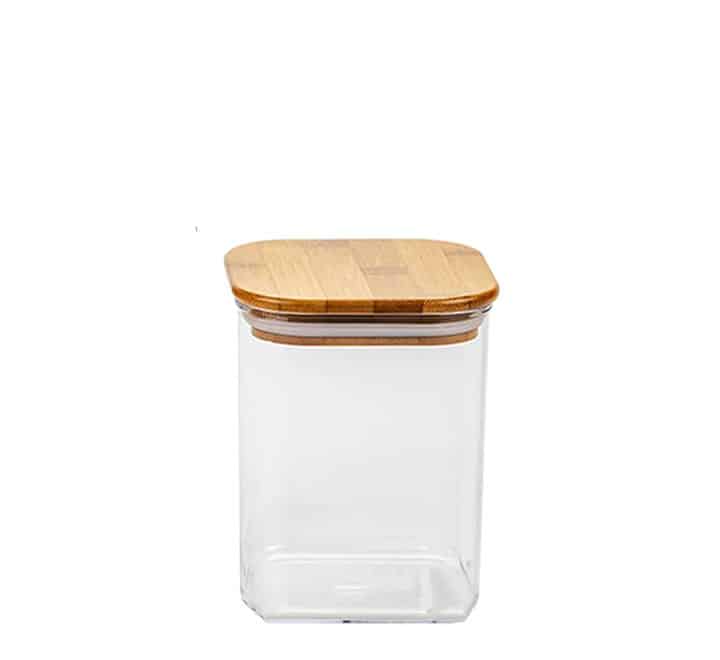 Square Glass Jar with Bamboo Lid - 10x15cm