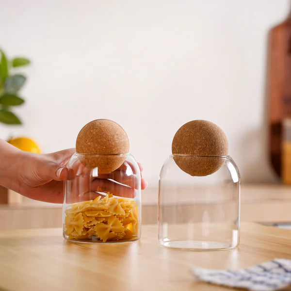 Transparent Storage Jar With Cork Lid (500ml)
