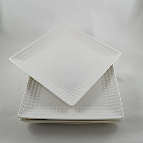 White Side Plate with Blocks Pattern Boarder 20cm