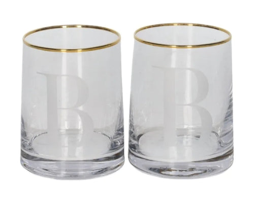 Alphabet Tumbler Glass with Gold Rim (260ml)