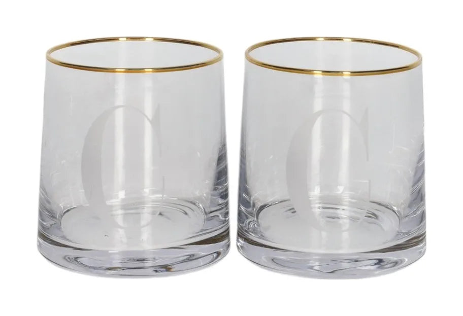 Alphabet Tumbler Glass with Gold Rim (260ml)