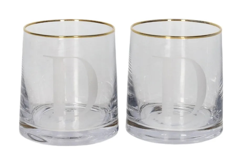 Alphabet Tumbler Glass with Gold Rim (260ml)