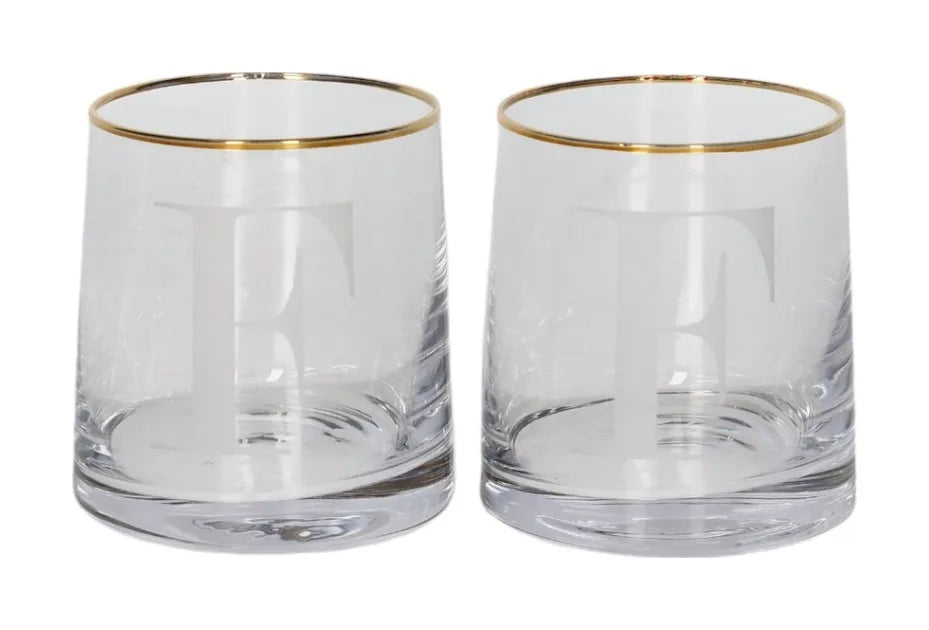 Alphabet Tumbler Glass with Gold Rim (260ml)