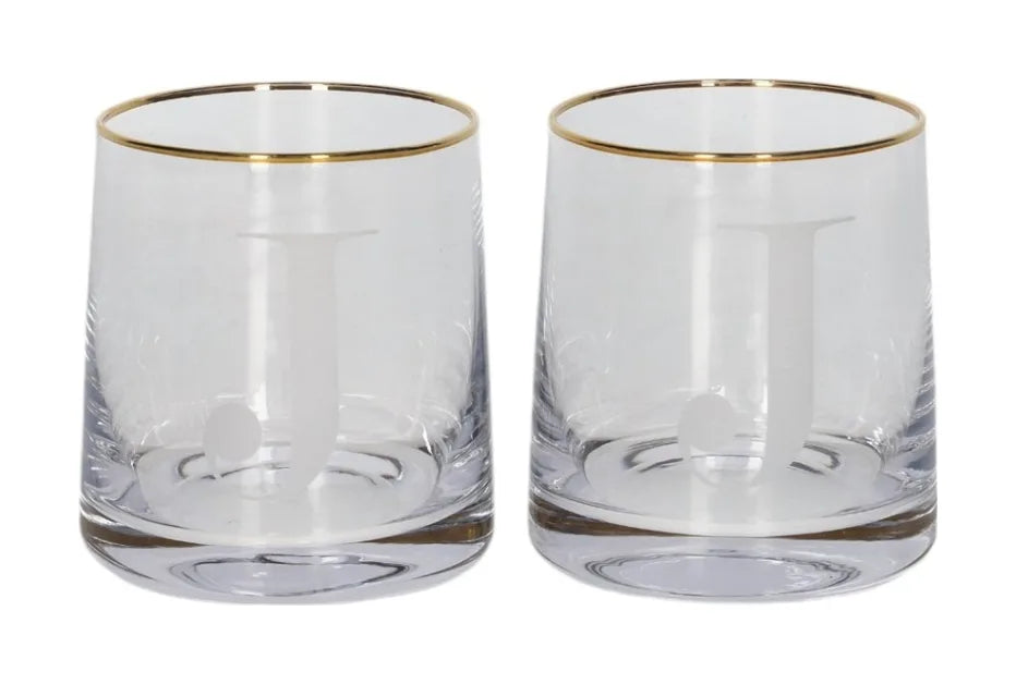 Alphabet Tumbler Glass with Gold Rim (260ml)