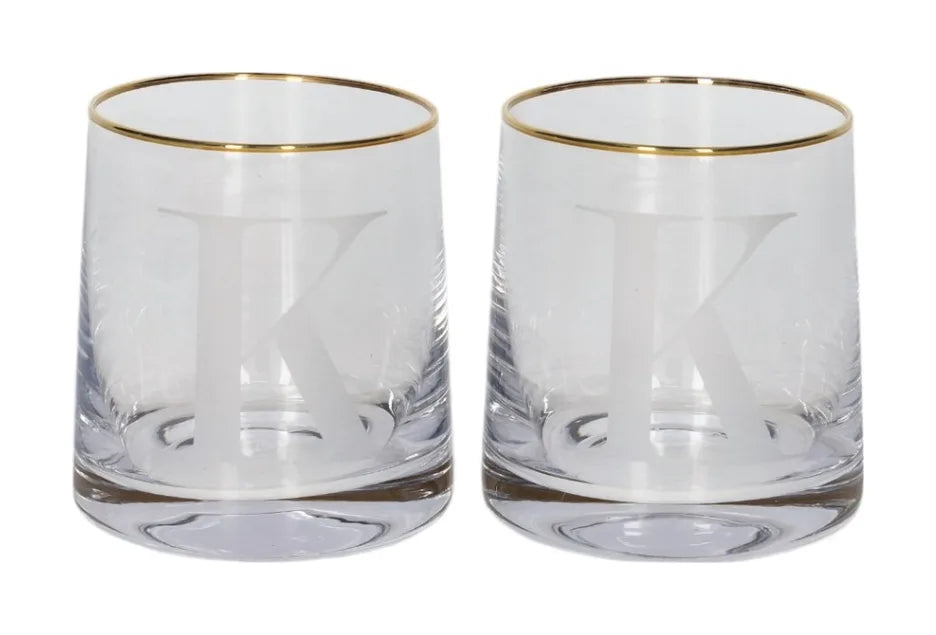 Alphabet Tumbler Glass with Gold Rim (260ml)