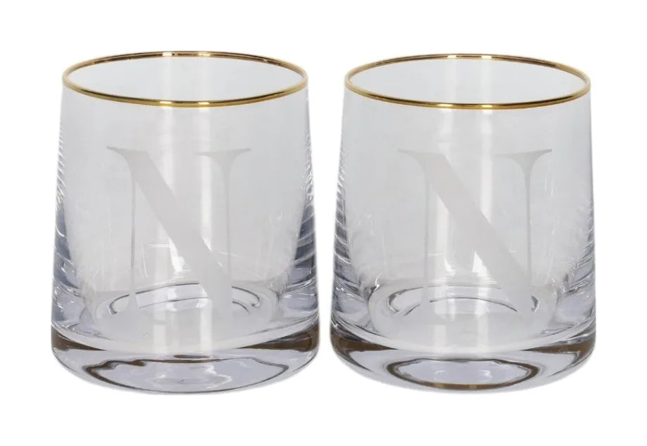 Alphabet Tumbler Glass with Gold Rim (260ml)