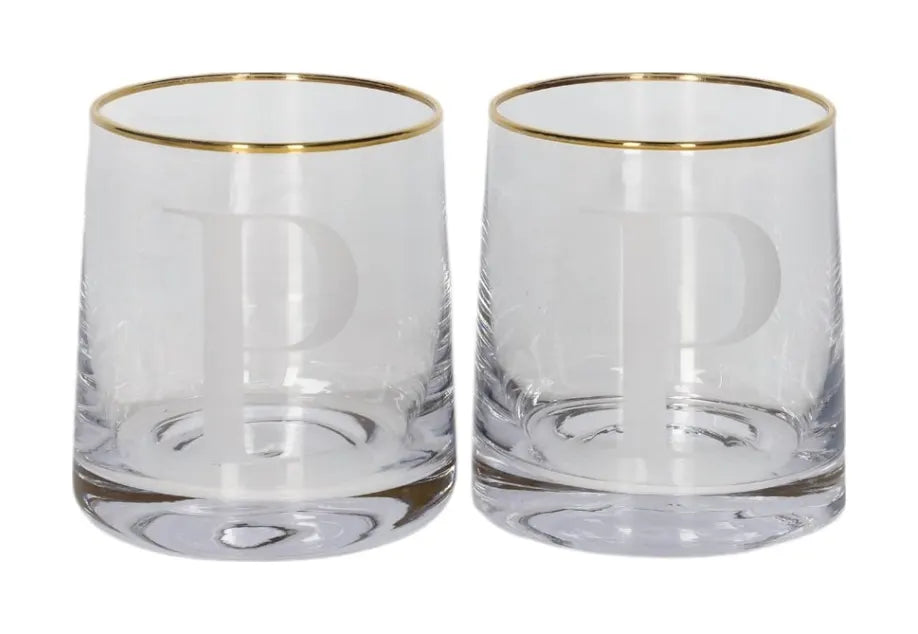 Alphabet Tumbler Glass with Gold Rim (260ml)