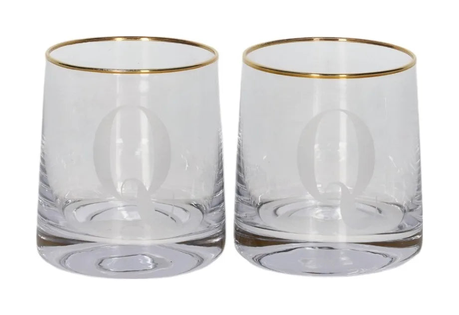 Alphabet Tumbler Glass with Gold Rim (260ml)