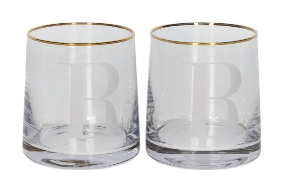 Alphabet Tumbler Glass with Gold Rim (260ml)