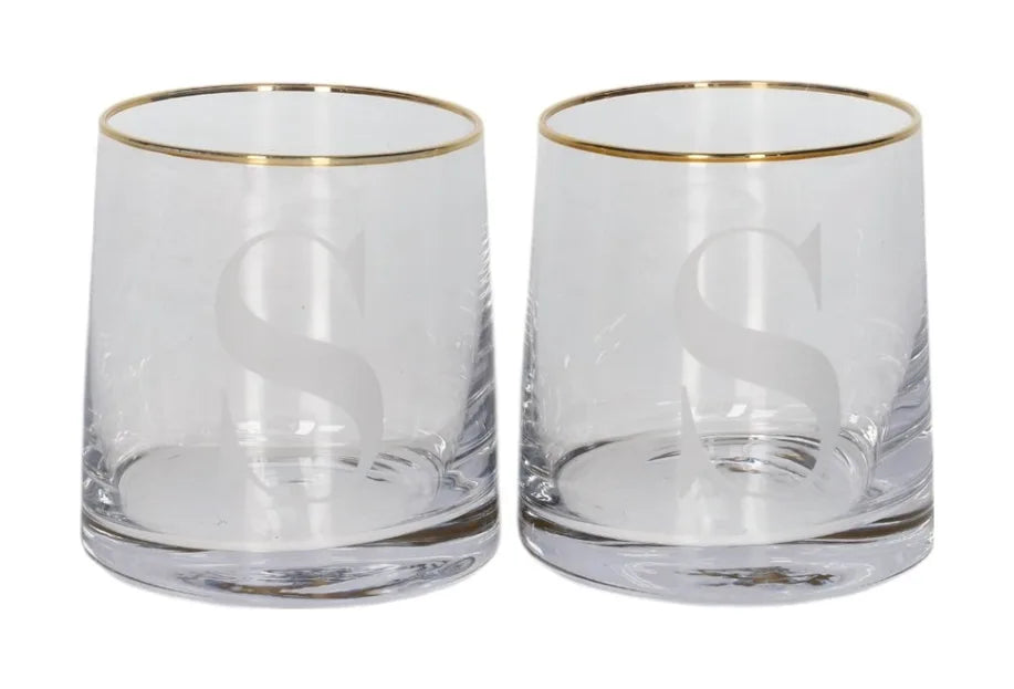 Alphabet Tumbler Glass with Gold Rim (260ml)