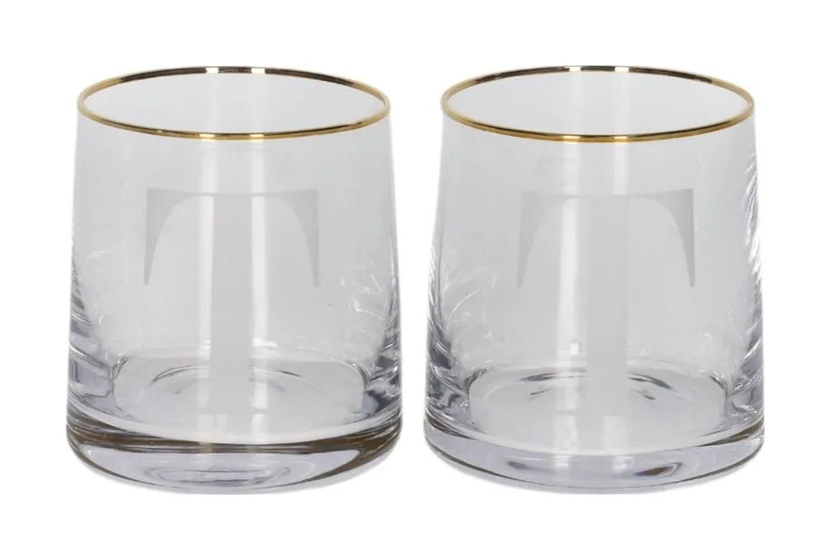 Alphabet Tumbler Glass with Gold Rim (260ml)