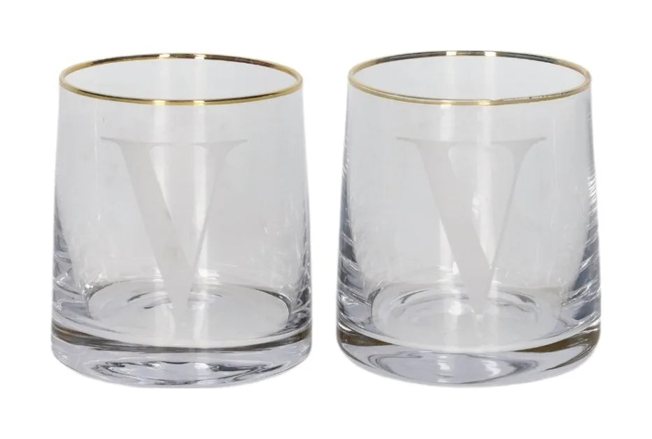 Alphabet Tumbler Glass with Gold Rim (260ml)
