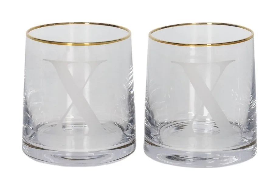 Alphabet Tumbler Glass with Gold Rim (260ml)