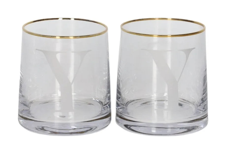 Alphabet Tumbler Glass with Gold Rim (260ml)