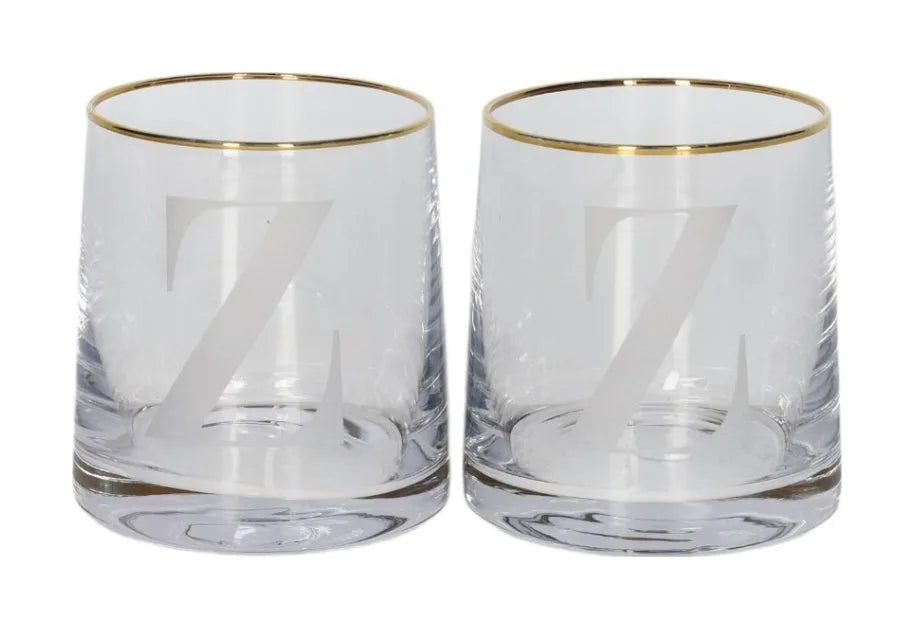 Alphabet Tumbler Glass with Gold Rim (260ml)