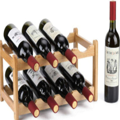 2-Tier Wooden Wine Storage Rack (Holds 8 Bottles)