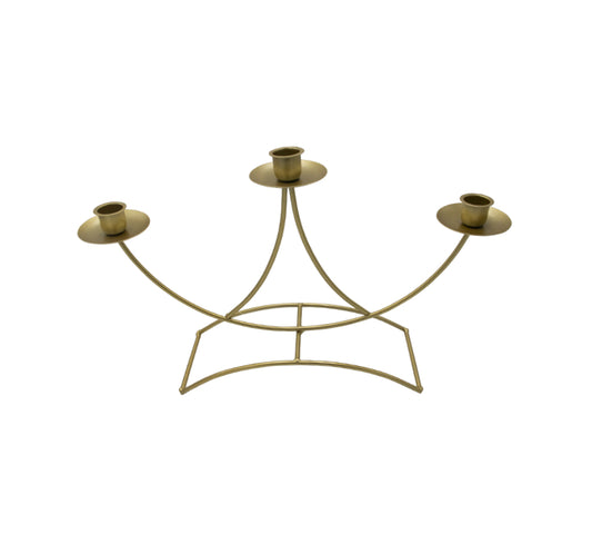 3 Holder Candle Stand Gold - 24cm