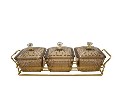 3 Piece Snack Serving Stand Gold