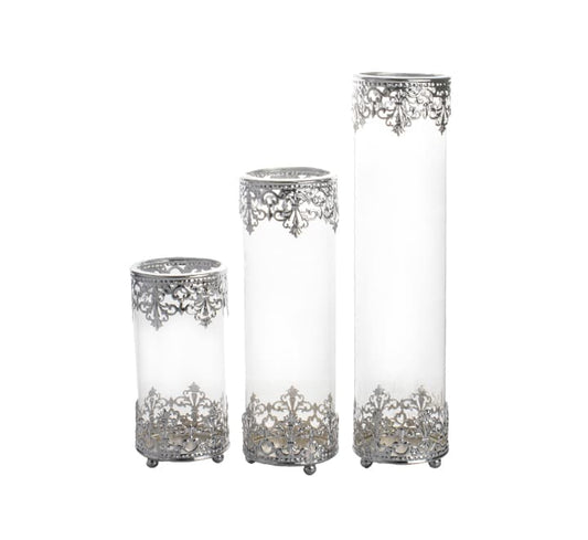 3 Piece Candle Stand - Silver