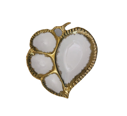 4 Division Ceramic Snack Serving Platter -30x29cm