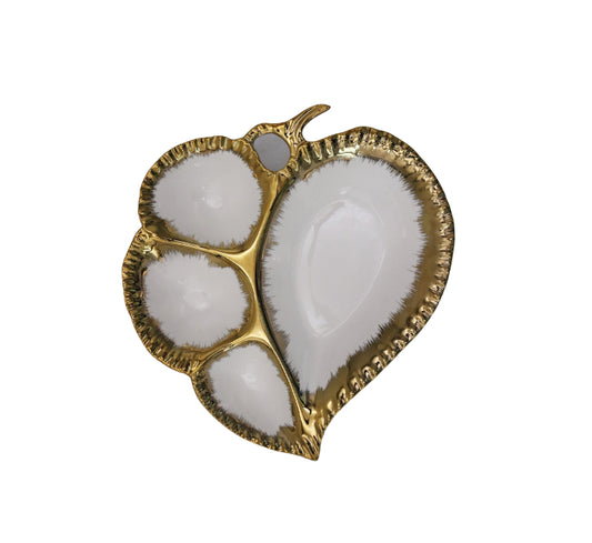 4 Division Ceramic Snack Serving Platter -30x29cm
