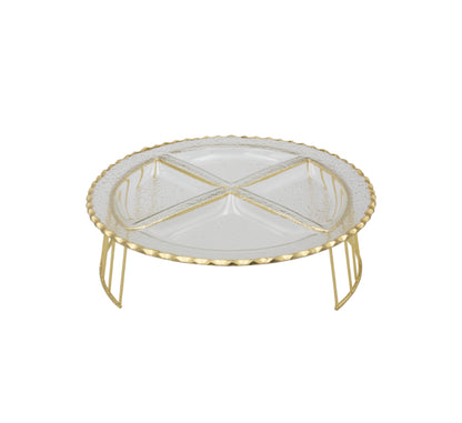 4 Division Glass Snack Serving Stand