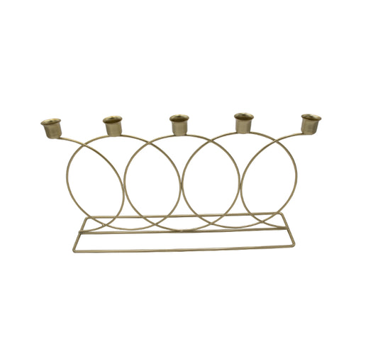 5 Holder Candle Stand Gold - 23cm