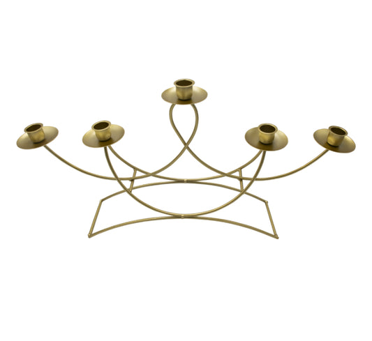 5 Holder Candle Stand Gold - 28cm
